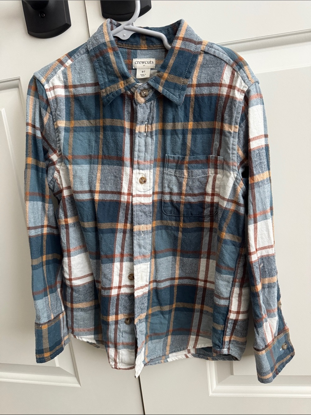 Crewcuts Blue, White & Brown Plaid Button-Down Shirt